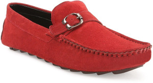 LOUIS STITCH Red Suede Leather Casual Loafers for Men (ITSUB) Size 8 Loafers For Men
