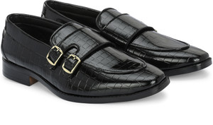 Hirel's Croc Patent Double Monk|Party|Wedding|Formal|Soft Insole Monk Strap For Men