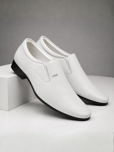 Zixer Mens Glossy Office Party Wedding Classic White Formal Shoes For Men Stylish Boy Slip On For Men