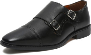 LOUIS STITCH Obsidian Black Italian Leather Double Monk Strap Formal Slip On Shoes for Men Monk Strap For Men