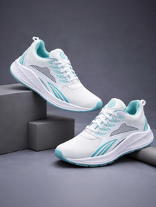 WalkgOWel White Teal Court Pacer Sneakers For Unisex