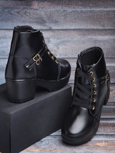 AROOM Zipper Synthetic Leather Casual Partywear New Design Stylish Boots For Women And Girls Boots For Women
