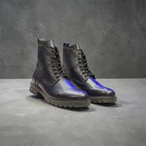 delvoro Rich Quality Men's Black Leather Boots - Image 6