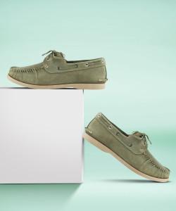 TZARO Genuine Leather Olive Boat Shoes - Timber Boat Shoes For Men