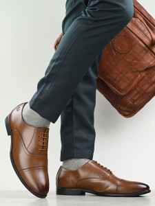 ALBERTO TORRESI Alberto Torresi Tan Synthetic formal Shoes Lace Up For Men