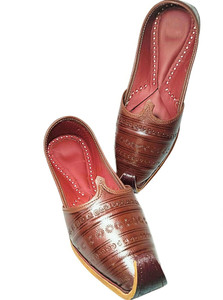 sunking Brown Rajasthani Leather Khussa Jutti for Men Party Wear For Men