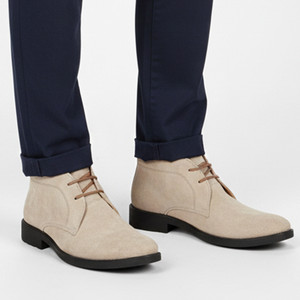 FAUSTO Suede Leather Outdoor Winter High Ankle Lace Up Biker Chukka Boots For Men
