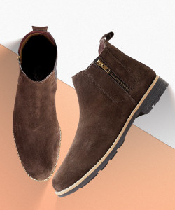 bacca bucci Chelsea High End Urban Fashion BREWSTER Genuine Smooth Leather Suede Boots For Men