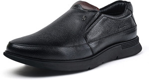 LOUIS STITCH Jet Black Genuine Leather Slip-On Shoes for Men (LSLXPDMCJB) (Black, 9) Mocassin For Men