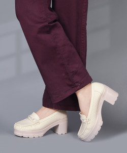 jm looks JM Looks Premium Platform Loafers with Croco Texture and Block Heel Women Bellies