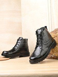 ALFATOE GENUINE LEATHER ARMY BOOTS POLICE Boots For Men