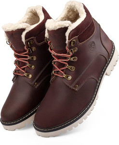 bacca bucci MOSCOW Leather Boots for Bikers Riders Trekking Trail & Hiking with Fur Lining Boots For Men