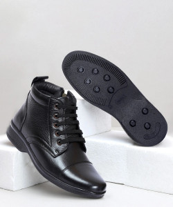 Zoom Shoes Genuine Leather Boots for Men AD1165 | Zipper Boots| Memory Cushion| High Ankle Boots For Men