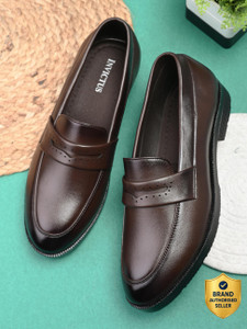 INVICTUS Men brown solid formal pu slip on moccasins penny loafers shoes without laces Slip On For Men