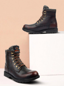 bacca bucci SNOWMAN 7-Eye Ankle Snow Boots Genuine Leather Water Proof Boots For Men