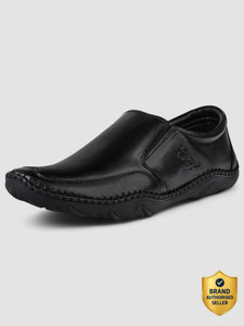 LOUIS STITCH Jet Black Genuine Leather Ultra Lightweight Slip-On Loafer Shoes for Men Slip On For Men