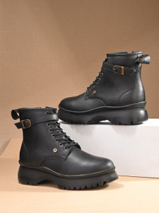 EL PASO El Paso Women Black Faux Leather Casual Lace Up Boots Boots For Women
