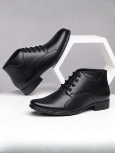 Zixer Mens Glossy Office Party Wedding Classic Black Formal Shoe For Men HighTop Boys Slip On For Men