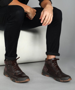 BUCKAROO BUCKAROO: URI Genuine Leather Casual Black Boots For Mens Boots For Men