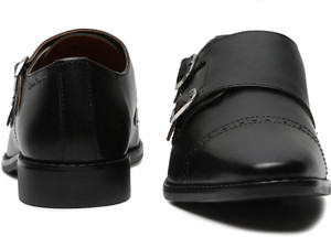 LOUIS STITCH Mens Obsidian Black Italian Leather Double Monk Strap Formal Slip On Shoe - UK10 Monk Strap For Men