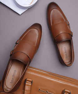 LOUIS STITCH Tan Slipon Style Comfortable Monk Strap Shoes for Men (RGFM) - Size UK 12 Monk Strap For Men