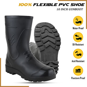 foot trends Heavy Duty Waterproof Safety Gumboots, 10 Inch, Boots For Men
