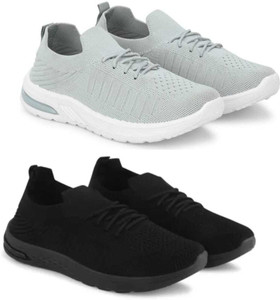 Glowlife Combo Pack of 2 Women's Sports Sneakers (Grey, Black, Size 7) - Image 1