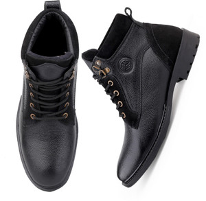 bacca bucci METEOR Leather Boots for Bikers Riders Trekking Trail & Hiking with Fur Lining Boots For Men