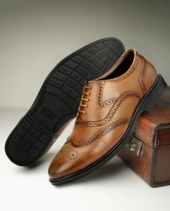 FOOTOGY Premium Brogue Shoes | Classic Oxford with Wingtip Detailing | Dailywear Brogues For Men