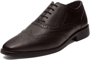 LOUIS STITCH Brown Italian Leather Wingtip Brogue Formal Lace Up Shoes for Men (RXBGBB) Brogues For Men
