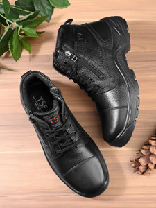 TSF TSF 9405 Black Genuine Leather Zipper//Police Lace Up For Men