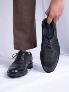 ALBERTO TORRESI G.Leather Series 596 Black Formal Brogues Lace Up For Men