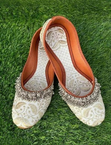 S.K.Craft Handmade Beautiful Rajasthani Embroidered PVC Sole Synthetic Printed Mojari Jutis For Women