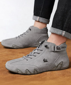 Zixer Premium Italian Heritage Suede Velcro Leather Casual Sneakers for Men's High Top Outdoors For Men