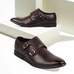 FAUSTO Formal Wedding Party Genuine Leather Double Shoes Monk Strap For Men
