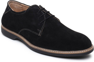 Teakwood Leathers Men Black Solid Round Toe Suede Derbys Casuals For Men