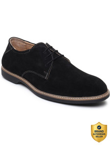 Teakwood Leathers Men Black Solid Round Toe Suede Derbys Casuals For Men