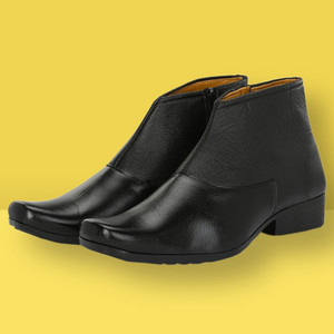 Shoe Island Chelsea-X Black Leather Zipper High Ankle Length Casual Chelsea Boots For Men Boots For Men