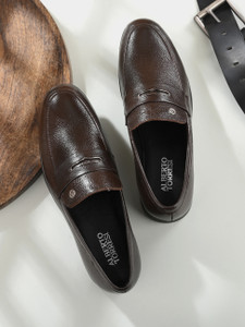 ALBERTO TORRESI Alberto Torresi Genuine Leather Brown Slipon Formal Shoes For Men Slip On For Men