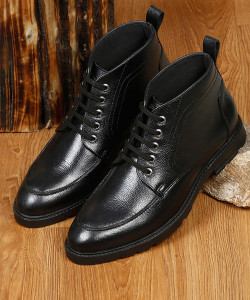 LOUIS STITCH Italian Leather Black High Ankle Chukka Boots for Men (WBNDCKVS_JB) Boots For Men