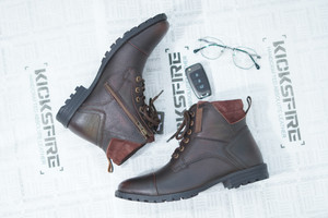 KICKSFIRE Genuine Leather For Men Stylish Long Ankle Chain Buckle GRAIN LEATHER MENS SHOES Boots For Men