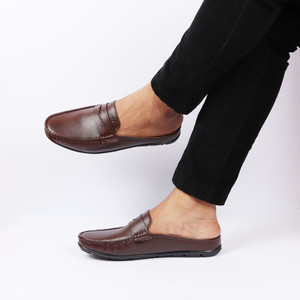 FAUSTO Back Open Casual Outdoor Walking Evening Fashion Outfit Slip On Shoes Mules Loafers For Men