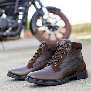 bacca bucci METEOR Splashproof Leather Fashion Boots for Bikers Trekking Hiking Backpacking Boots For Men