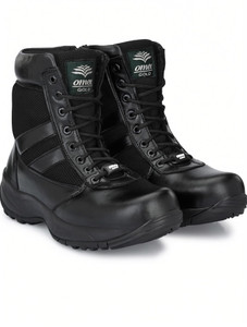 OMEE GOLD Men's Black Side-Zip Light Weight Genuine Leather Military Tactical Combat Boot Boots For Men