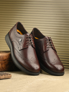 MONDAIN 100% Genuine Leather Brogues Lace up Brogues For Men