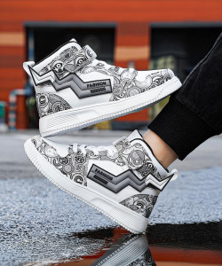 Zixer Casual High Top Shoes For Men High Ankle Boy's Sneakers Trending Bikers Pro Outdoors For Men