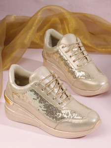 VENDOZ GLITTERY PARTY WEDDING BRIDAL CASUAL HIGH HEEL Sneakers For Women