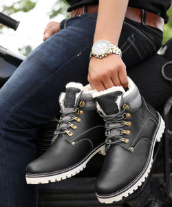 bacca bucci MOSCOW Leather Boots for Bikers Riders Trekking Trail & Hiking with Fur Lining Boots For Men