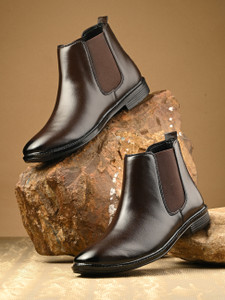 aadi Synthetic Leather Lightweight Comfortable Trendy Walking Outdoor Slip On Chelsea Boots For Men
