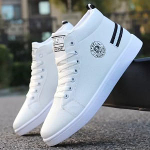 Men Geometric & Letter Graphic Lace-up Front Sneakers, Sporty Skate Shoes  For Outdoor